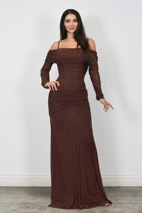 RED CARPET - MESH OFF SHOULDER GOWN