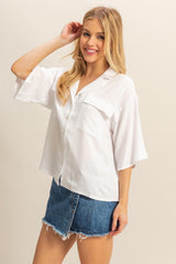 LINEN BLEND POCKET TOP