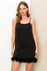 SAM - CAMI FUR TRIM SLIP DRESS