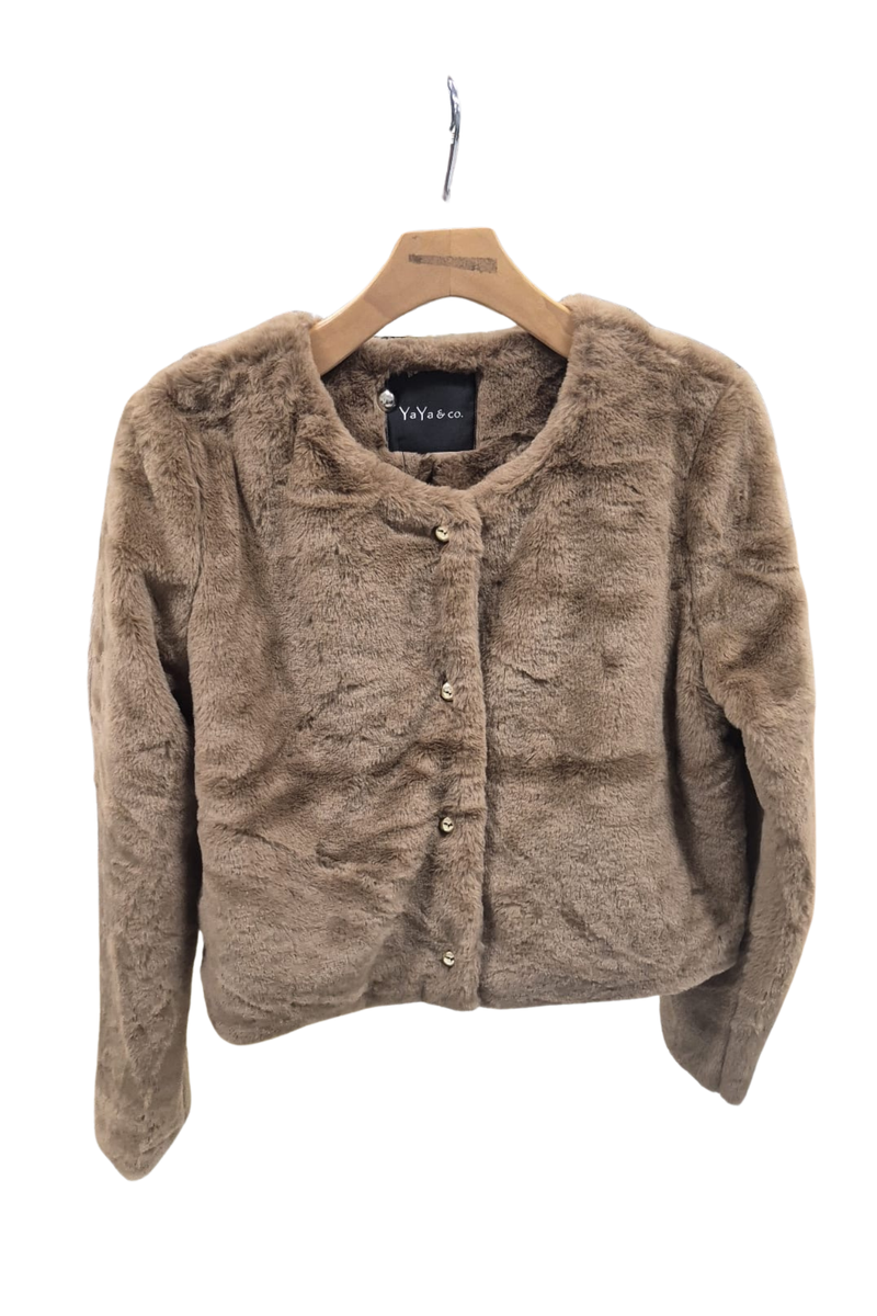 FAUX CROP ROUND NECK JACKET