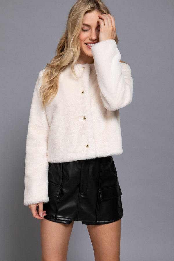 FAUX CROP ROUND NECK JACKET
