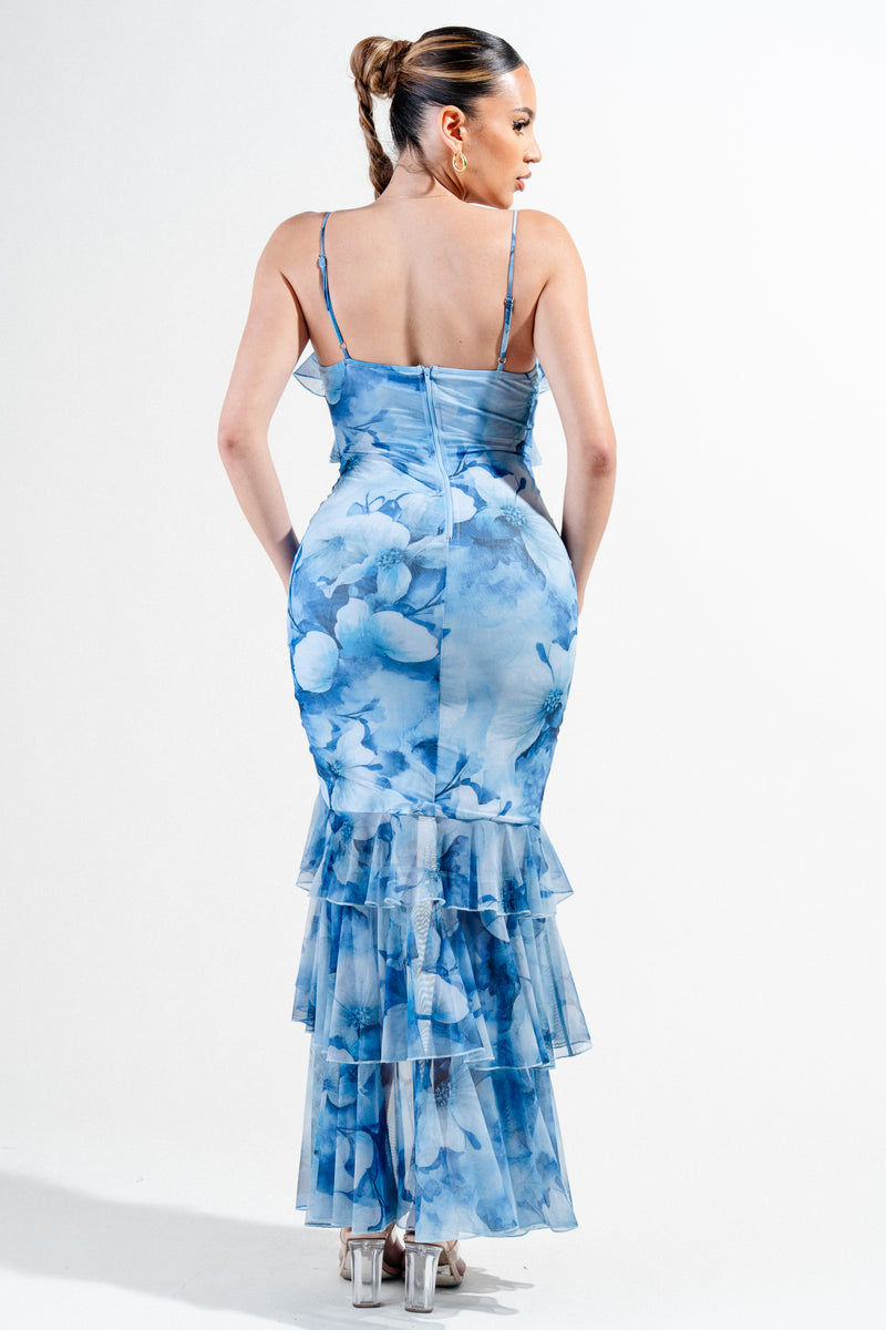 MILENA - RUFFLE MESH MAXI DRESS