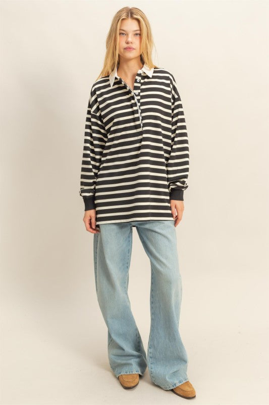 STRIPE POLO TOP