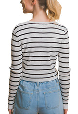 STRIPE TIE CARDIGAN