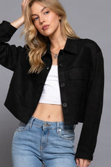 CROP FAUX SUEDE JACKET
