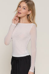 MESH BOAT NECK TOP