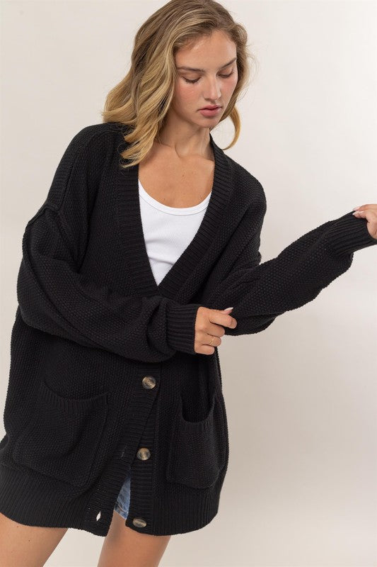 POCKET TEXTURED CARDIGAN