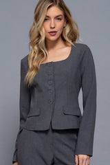 SQUARE NECK SHORT BLAZER