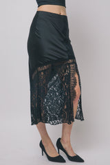 SATIN LACE BOTTOM TRUMPET SKIRT