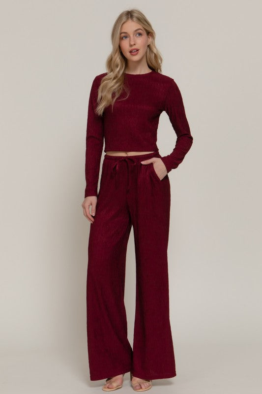 KATE - CRINKLE KNIT WIDE PANT