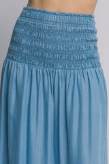 BLUPEPPER - SMOCKED MIDI SKIRT