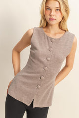 BRUSHED KNIT LONGLINE VEST