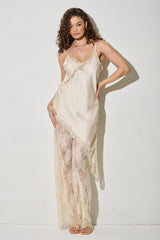 NIKKI - SATIN LACE ASSYMETRICAL TOP