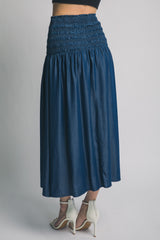 BLUPEPPER - SMOCKED MIDI SKIRT