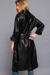 FAUX LEATHER TRENCH COAT