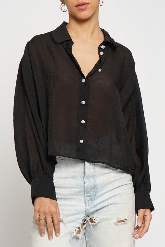 ROUND COLLAR SHEER SHIRT