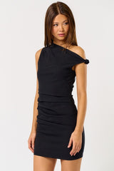 KAYLA - ASYMETRICAL TWIST MINI DRESS