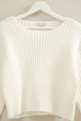 CREW RIBBED CROP SWEATER