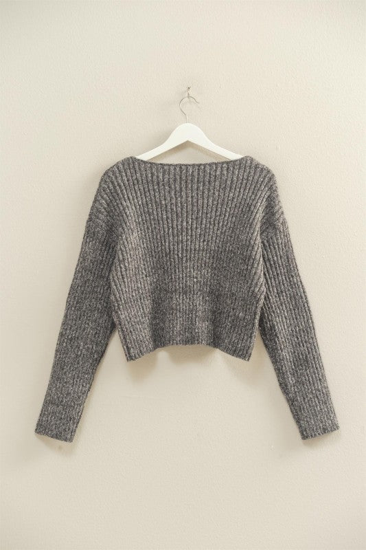 CREW RIBBED CROP SWEATER