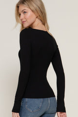 LONG SLEEVE RIBBED CREW NECK TOP