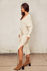 CALI - CROSSOVER MIDI SWEATER DRESS