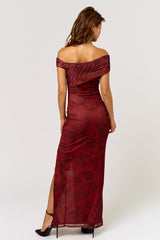 PORTO - BORDEAU PRINT MESH DRESS