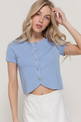 SHORT SLEEVE BUTTON CARDIGAN