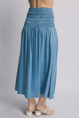 BLUPEPPER - SMOCKED MIDI SKIRT