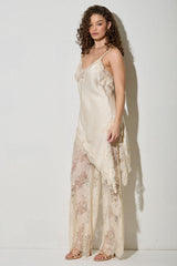 NIKKI - SATIN LACE ASSYMETRICAL TOP