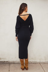 CALI - CROSSOVER MIDI SWEATER DRESS