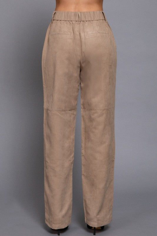 FAUX SUEDE STRAIGHT LEG PANT