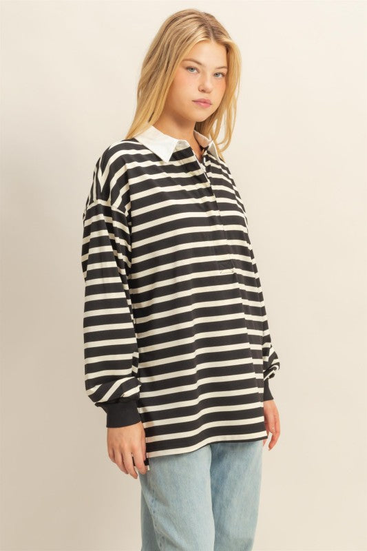 STRIPE POLO TOP