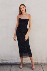 BRIANA - TUBE MESH STONE DRESS