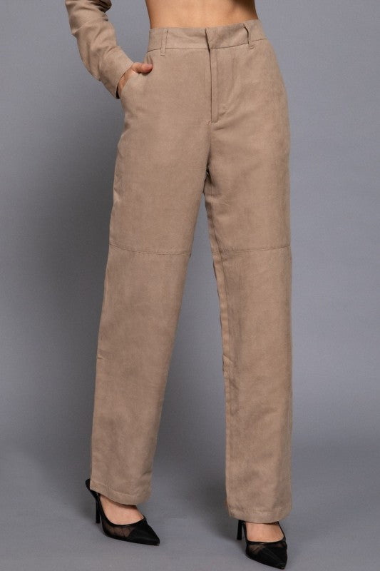 FAUX SUEDE STRAIGHT LEG PANT
