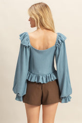 ROMANTIC KNIT RUFFLE TOP
