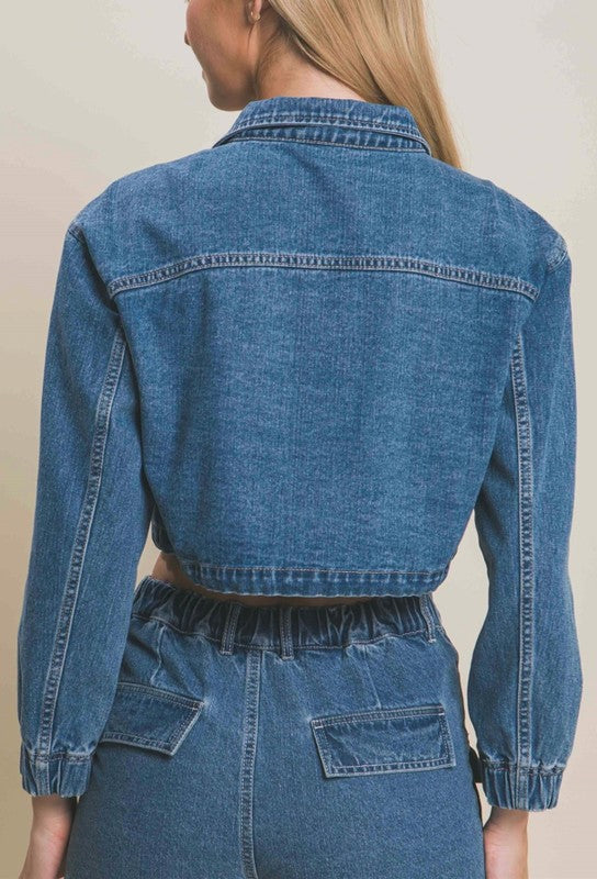 CROP DENIM POCKET JACKET