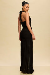 SANDY - HALTER ROUSHED MAXI DRESS