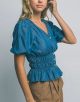 SHORT SLEEVE TENCEL BLOUSE