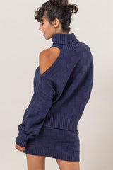 CARA - BASKETWEAVE OPEN SHOULDER SWEATER