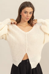 SPLIT FRONT SWEATER