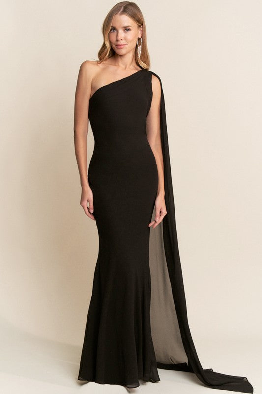 LAVELLE - ONE SHOULDER GIORGETTE DRESS