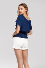 RAGLAN PEPLUM SMOCK BLOUSE