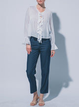 RUFFLE VISCOSE BLOUSE