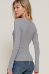 LONG SLEEVE RIBBED CREW TOP