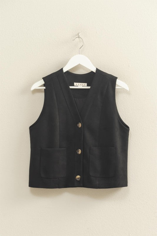 FAUX SUEDE POCKET VEST