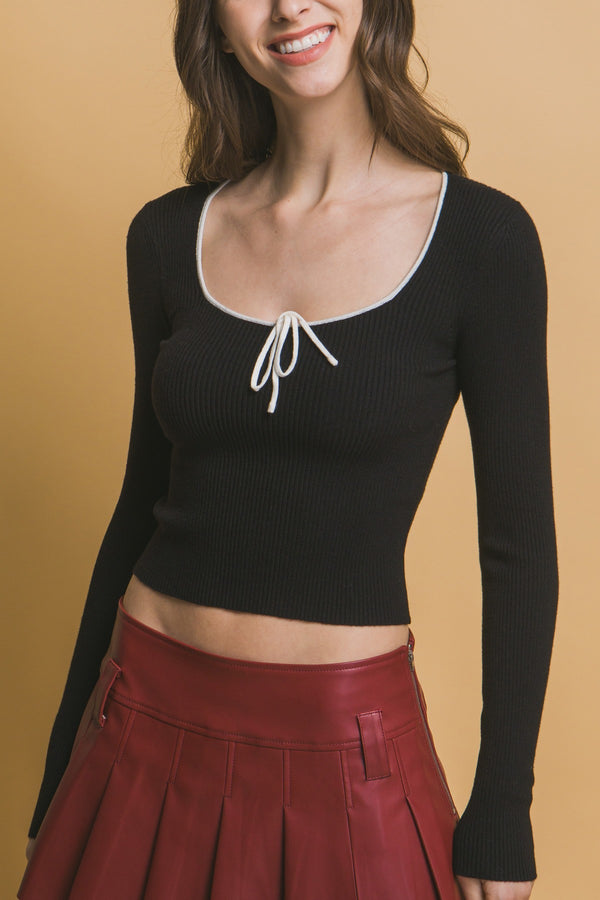 RIBBED SWEATER WITH TRIM