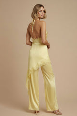 AQUI - SATIN LACE HALTER JUMPSUIT
