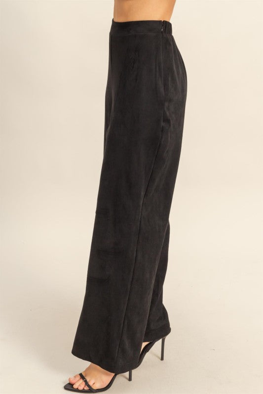 FAUX SUEDE WIDE LEG PANT