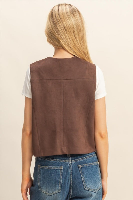 FAUX SUEDE POCKET VEST