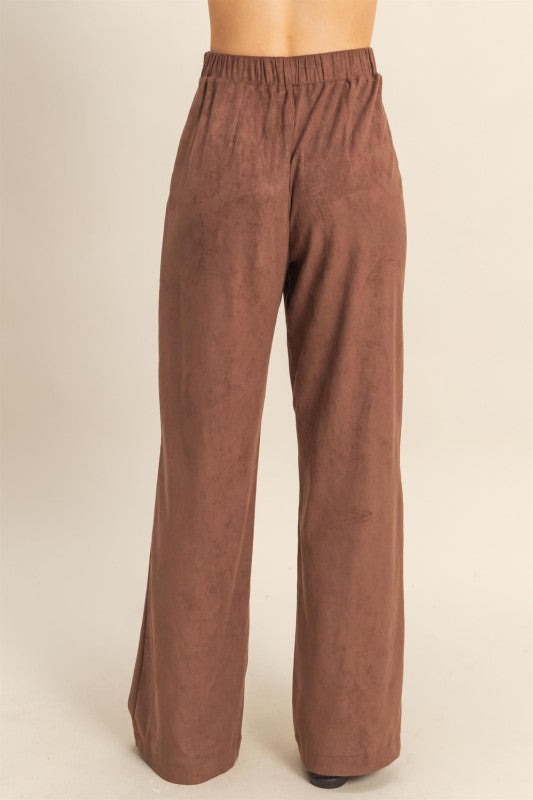 FAUX SUEDE WIDE LEG PANT